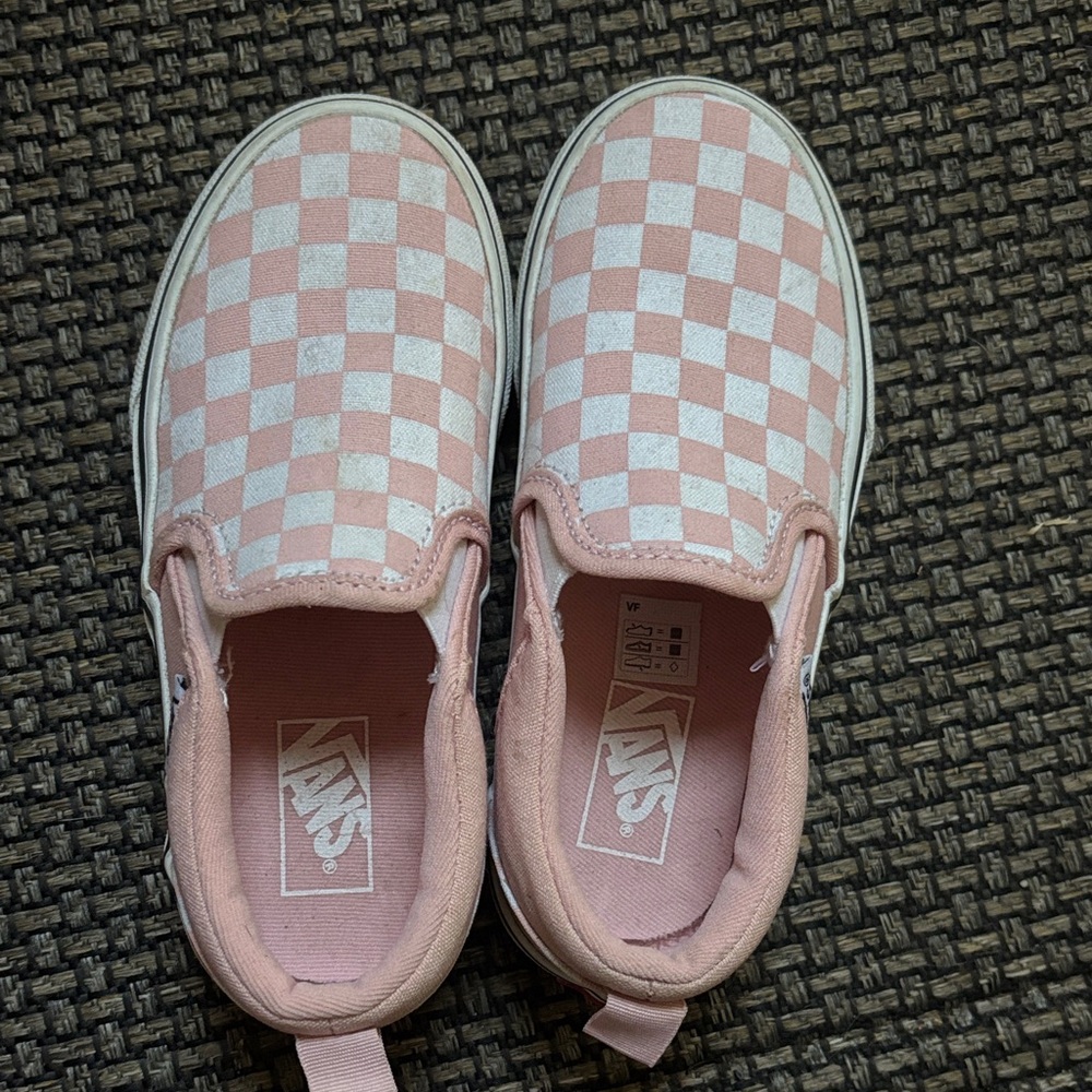 Vans Kids Pink and White Checkered Sneakers